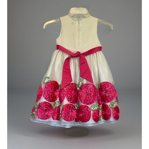 American Princess Size 5 Formal Dress Cream Hot Pink Rosettes Dbl Crinolines EUC - Picture 4 of 12